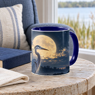 Mondbeschienene Blaureiher-Feuchtgebiets-Glühwürmc Tasse