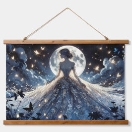 Mondbeschienene Feenprinzessin Himmelsgewand Wandteppich Mit Holzrahmen