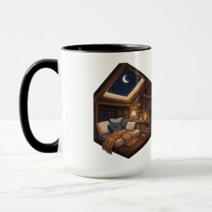 Mondbeschienene gemütliche Leseecke in einer Hütte Tasse