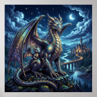 Mondbeschienene himmlische Vater- und Sohndrachen