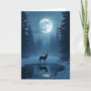 Mondbeschienene-Hirsch-Weihnachtskarte Karte