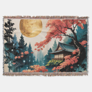 Mondbeschienene Hütte Japanischer Wald Kunst (4) Decke