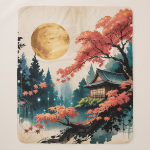 Mondbeschienene Hütte Japanischer Wald Kunst (4) Sherpadecke