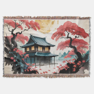Mondbeschienene Hütte Japanischer Wald Kunst (5) Decke