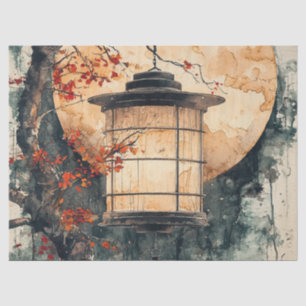 Mondbeschienene Laterne Sumi-E Aquarell (2) Seidenpapier