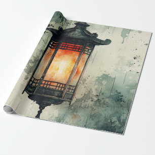 Mondbeschienene Laterne Sumi-E Aquarell (3) Geschenkpapier