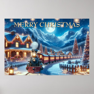 Mondbeschienene magische schneebedeckte Winterurla Poster