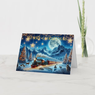 Mondbeschienene magische winterliche Weihnachtszug