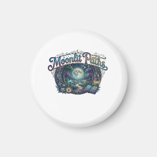 Mondbeschienene Pfade – Grafisches T-Shirt-Abenteu Magnet