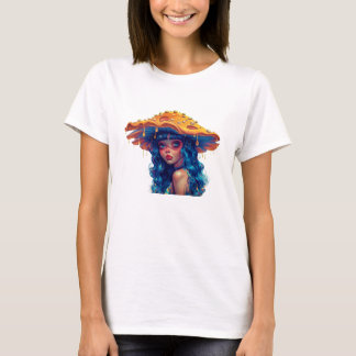 Mondbeschienene psychedelische Pilzgarten-Frauen-T T-Shirt
