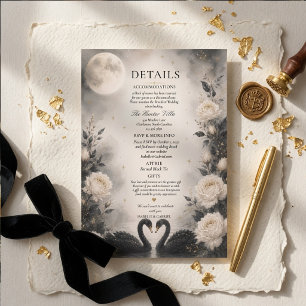 Mondbeschienene Schwarze-Schwan-Gotische-Hochzeit- Begleitkarte