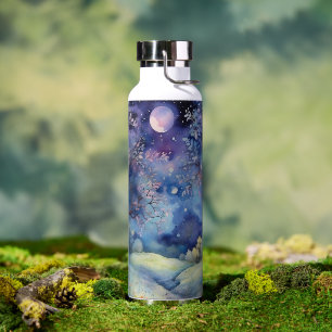 Mondbeschienene verzauberte Waldnachtlandschaft Trinkflasche