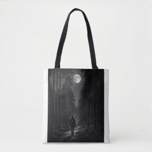 Mondbeschienene Waldwanderer Schwarz-Weiß-Tasche Tasche
