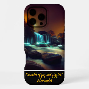 Mondbeschienene Wasserfall-Nachtszene iPhone 16 Pro Max Hülle