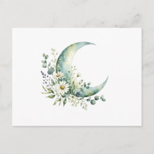 Mondbeschienene Wildblumen-Aquarell-Postkarte Postkarte