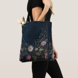 Mondbeschienene Wildblumen-Dunkle-Floral-Nacht-Gar Tasche