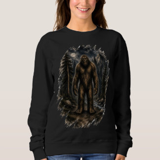 Mondbeschienener Bigfoot Lockere Wasserfarben-Wald Sweatshirt