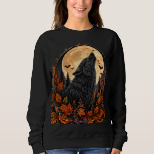 Mondbeschienener heulender Wolf-Gothic-Halloween-S Sweatshirt