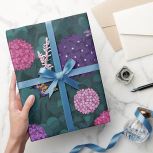 Mondbeschienener Hortensien-Garten Zinn Groß Geschenkpapier