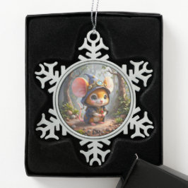 Mondbeschienener Hüter der kleinen Wunder.  Schneeflocken Zinn-Ornament