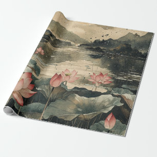 Mondbeschienener Lotussee (1) Geschenkpapier