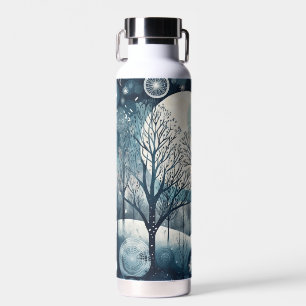 Mondbeschienener nordischer Wald in einer Winterna Trinkflasche