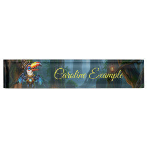 Mondbeschienener Steampunk-Tukan. Namensplakette