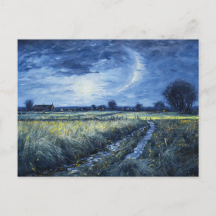 Mondbeschienener Weg durch die Havellandschaft Postkarte