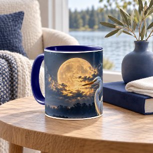 Mondbeschienener Weißer Reiher Goldenes Mond-Feuch Tasse