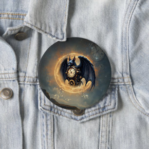 Mondbeschienener Zeitwächter – Steampunk-Fledermau Button