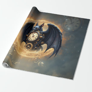 Mondbeschienener Zeitwächter – Steampunk-Fledermau Geschenkpapier