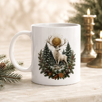 Mondbeschienenes Jul-Weißhirsch-Winter-Sonnenwende Jumbo-Tasse