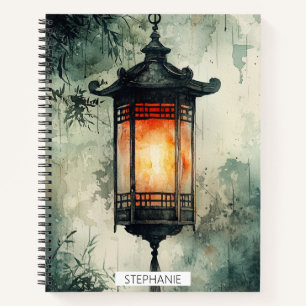 Mondbeschienenes Laternen-Sumi-E-Aquarell (3) Notizbuch