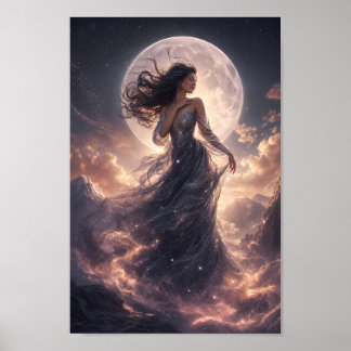 Mondbeschienenes Sternenlicht-Gnaden-Fantasy-Wandp Poster