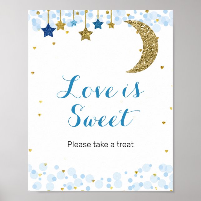 Mondblau Wasserfarbe Liebe ist Sweet Sign Poster (Vorne)