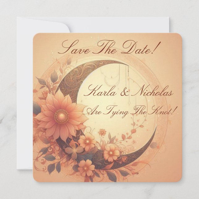 Mondblume Save the Date Hochzeitserklärung Einladung (Vorderseite)