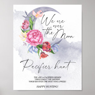 Mondblumen Schnuller Jagd Baby Shower Spiel Poster