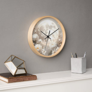 Mondblumen-Uhrwerk: Ätherische weiße Pfingstrosen Uhr