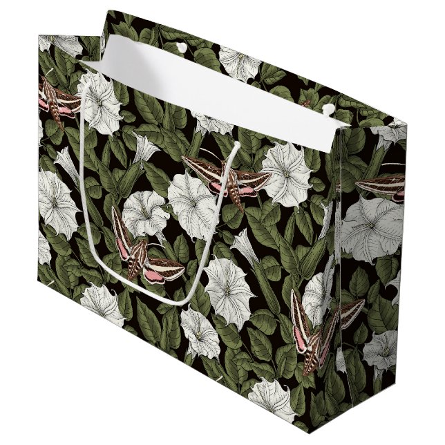 Mondblumen und Sphinxmotten Große Geschenktüte (Vorderseite Schrägansicht)