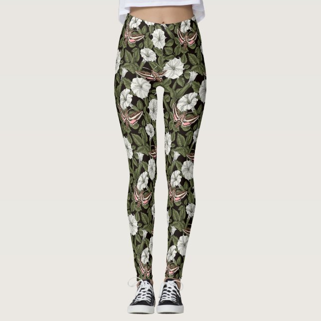 Mondblumen und Sphinxmotten Leggings (Vorderseite)