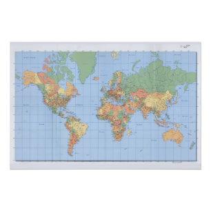 Monde des cartes, affiche des cartes imprimées