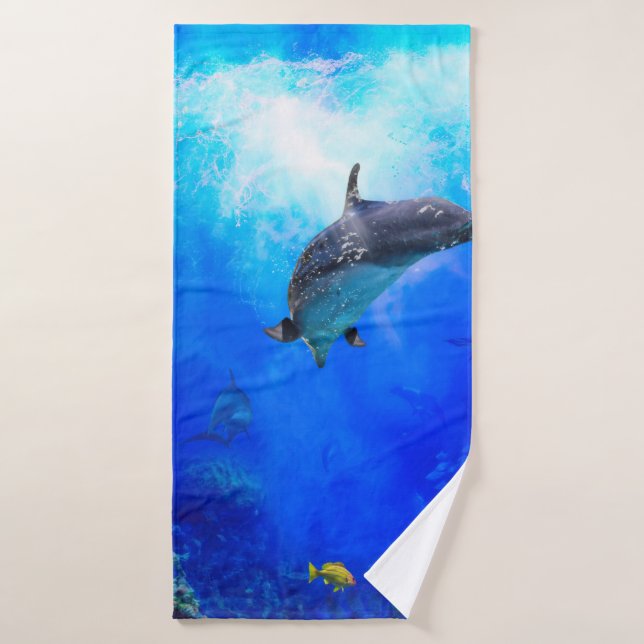 Monde des dauphins  "VENT SUR L'EAU" (Serviette de bain)