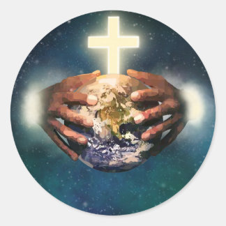 Monde entier dans les mains autocollant