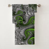 Monde Fantastique Art Fractal Abstrait Vert Et Gri