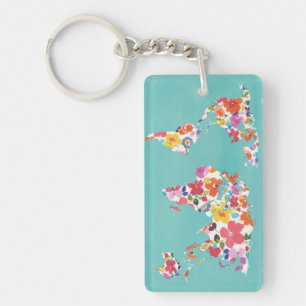Monde floral lumineux Teal