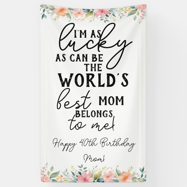 mondes meilleure mère bannière d'anniversaire 90e, (Vertical)