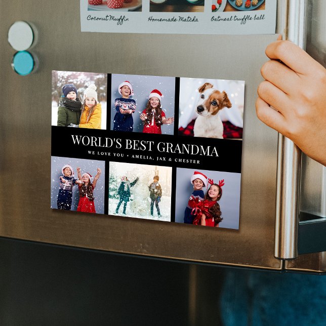 MONDES Modernes BEST GRANDMA Photo Collage Magnet (Créateur téléchargé)