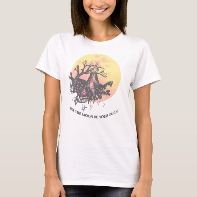 Mondführer, Wolf auf dem Mond, Linde Buchstaben ge T-Shirt (Vorderseite)