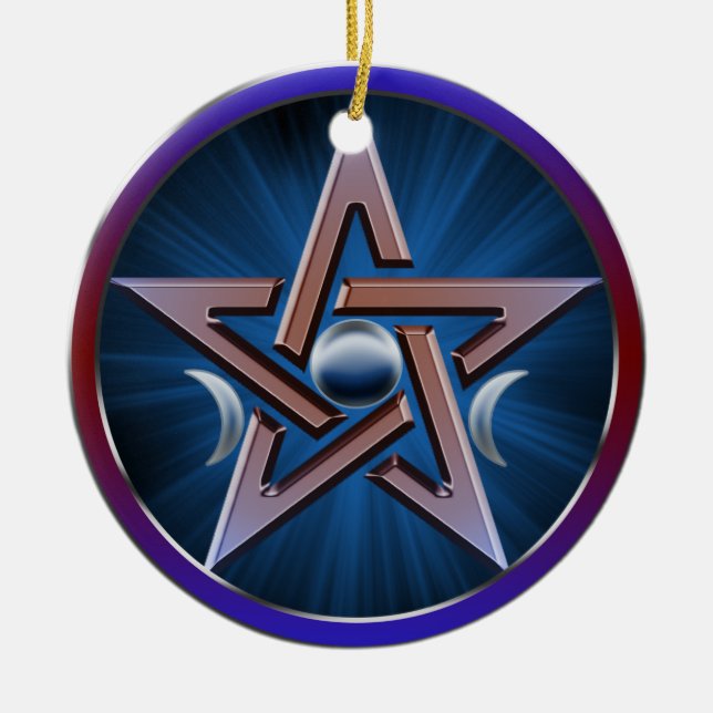 MondgöttinPentagram Keramik Ornament (Vorne)