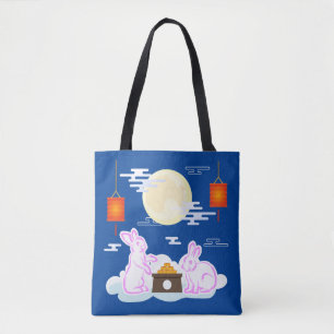 Mondhasen-Mondkuchen-Wolken am Mid-Autumn-Festival Tasche